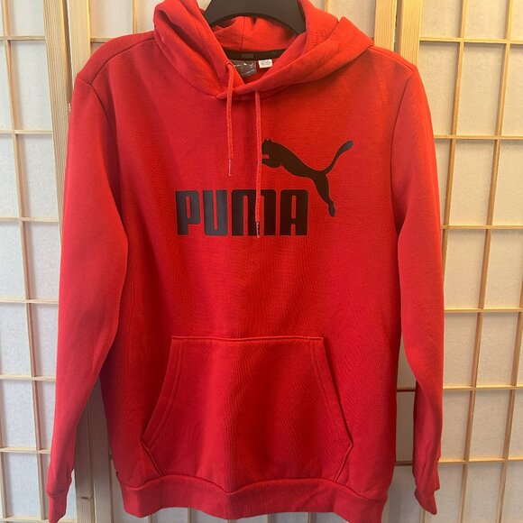 Puma Other - Puma 'High Risk Red' Men's Essential Pullover Logo Fleece-lined Hoodie sz Medium